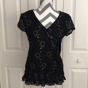 Style & Co Black and gold lacey blouse